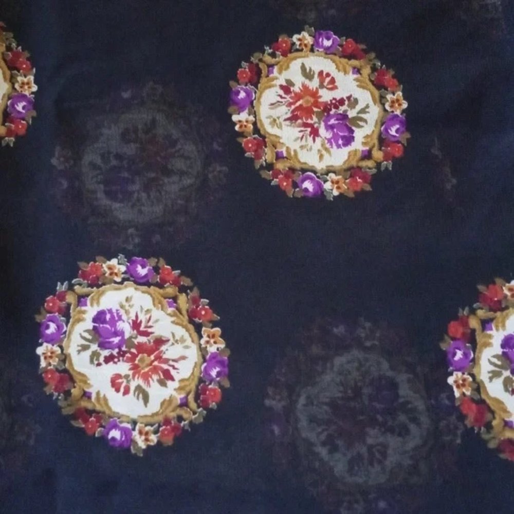 FABRIC #931 - Chiffon - Sheer Black Floral Mandala Motif 76 x 40